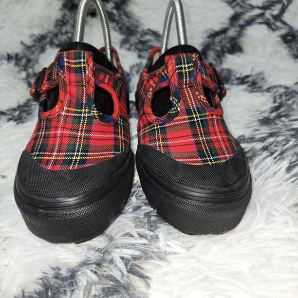 VANS Style 93 Red Tartan Plaid Mary Jane Sneakers Sz 6 - Picture 1 of 7